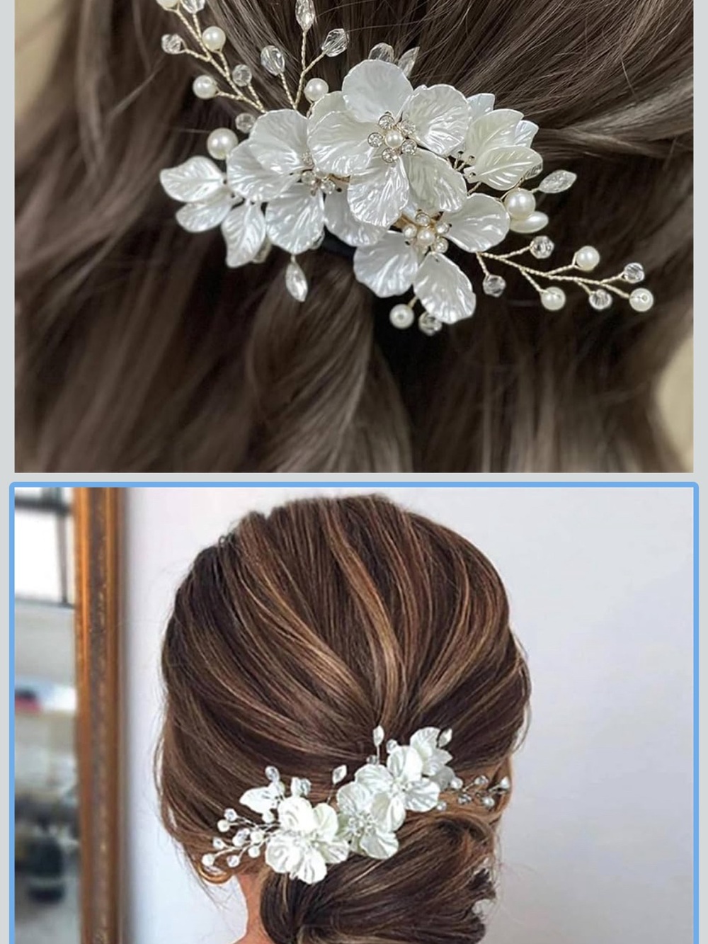 Bridal White Floral Hair Clip - Elegant Pearl & Crystal Accent